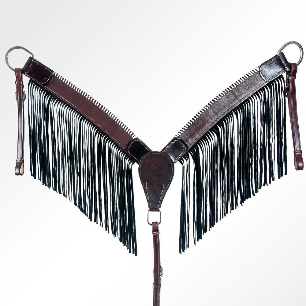 American Darling Western Horse Floral Breast Collor Genuine Leather Tan