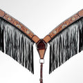 American Darling Western Horse Floral Breast Collor Genuine Leather Tan