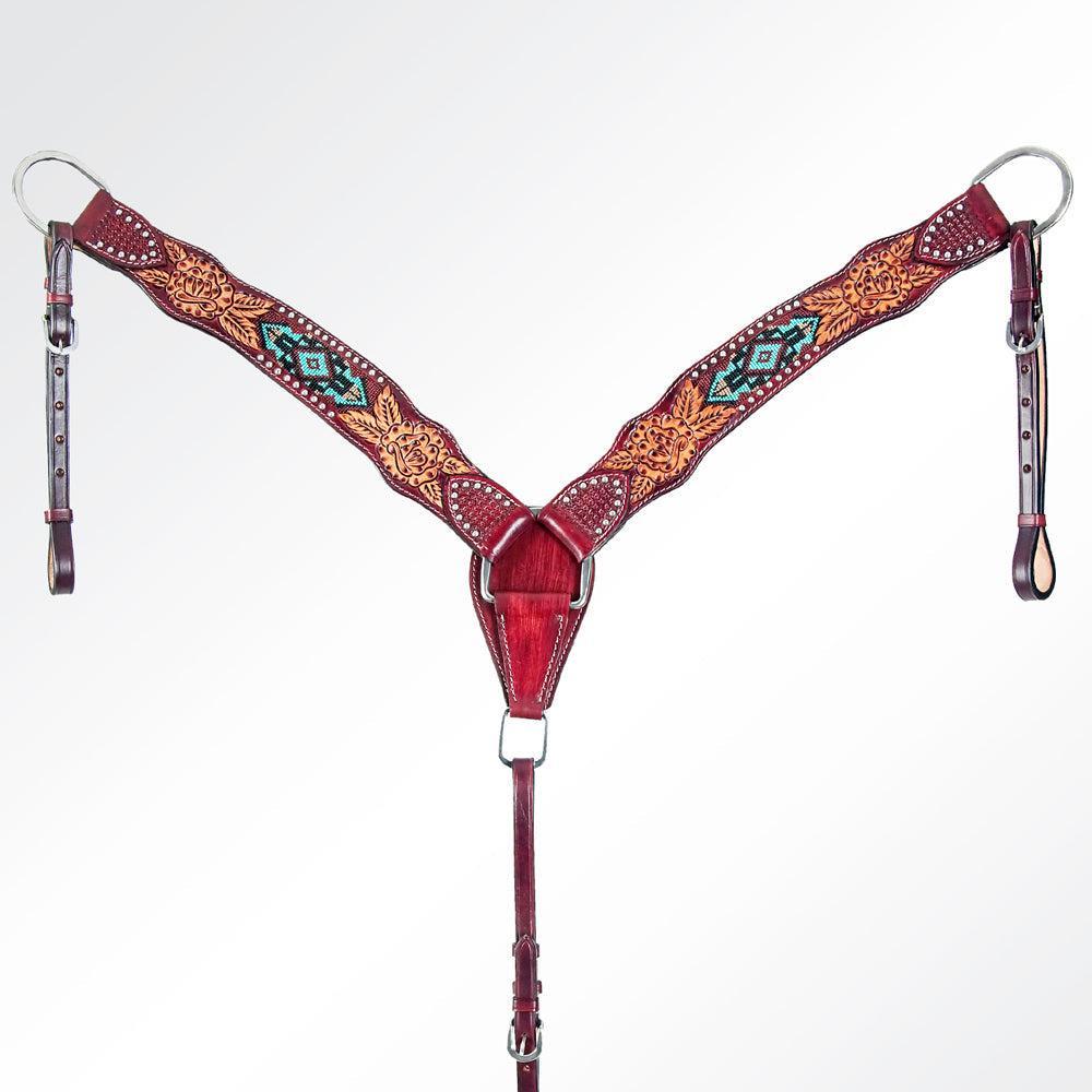 AMERICAN DARLING Western Horse Headstall Breast Collar Set American Leather