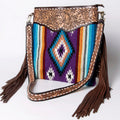 American Darling Hand-Tooled Saddle Blanket Leather Large Crossbody Bag