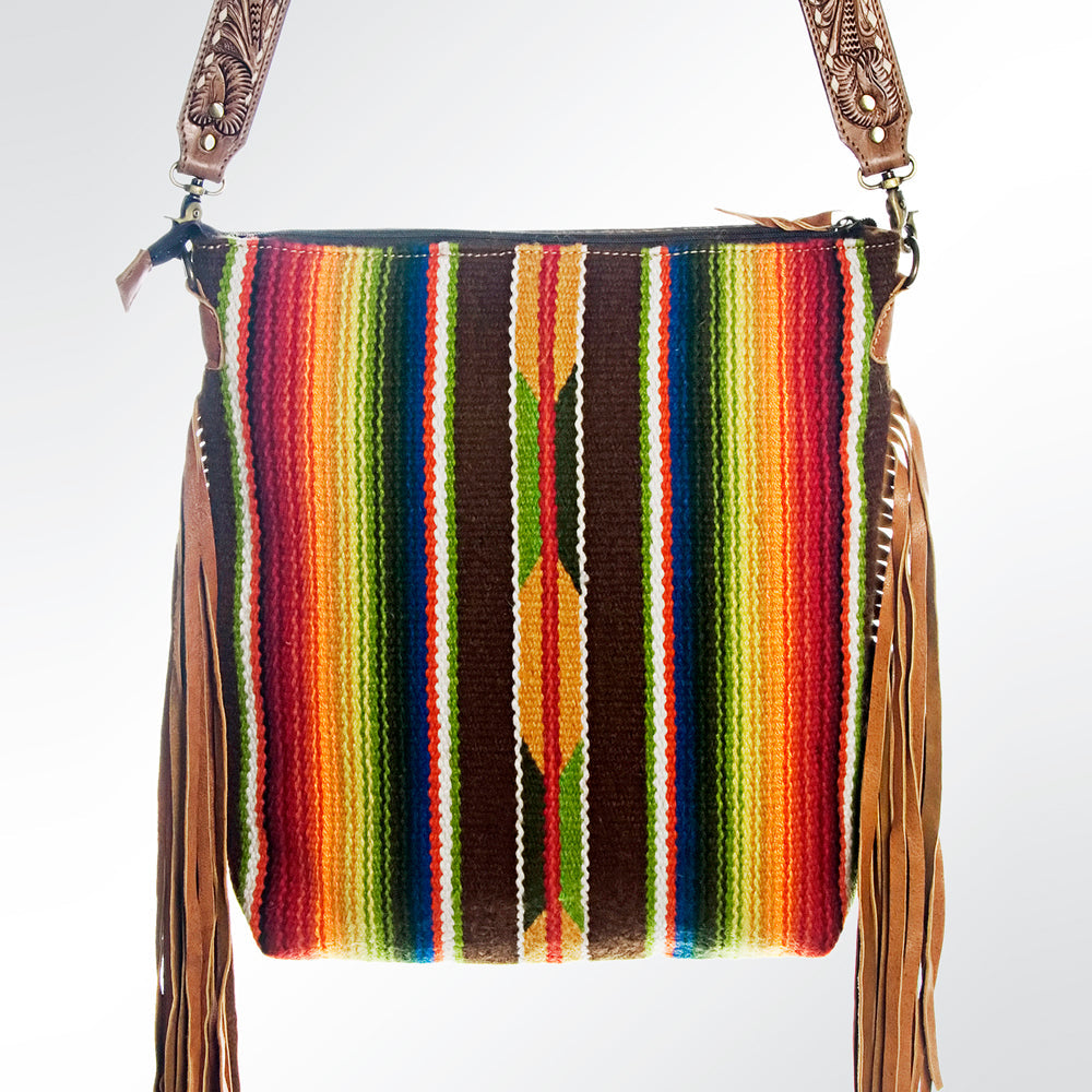 American Darling Hand-Tooled Saddle Blanket Leather Large Crossbody Bag