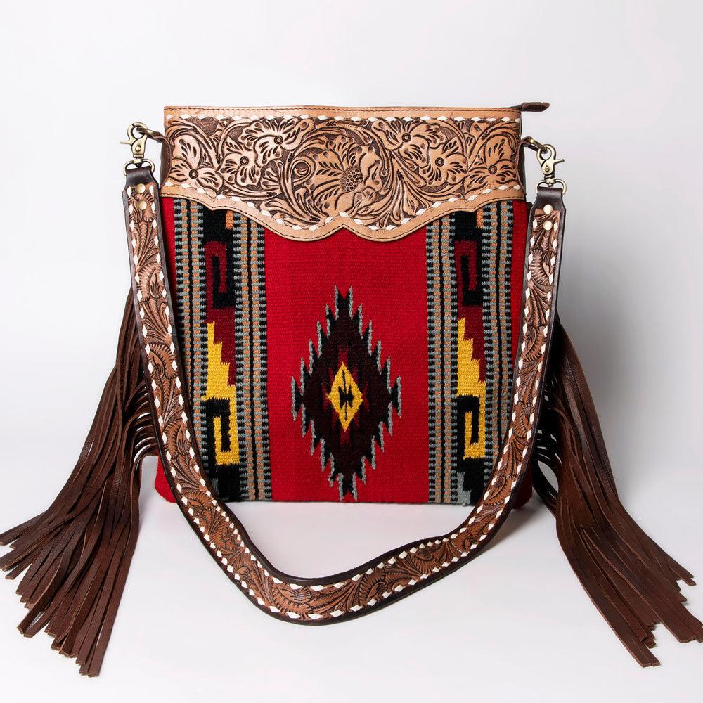 American Darling Saddle Blanket & Tooled Leather Large Crossbody