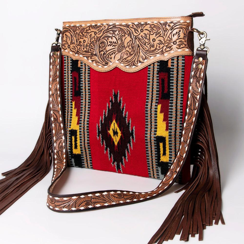 American Darling Saddle Blanket & Tooled Leather Large Crossbody