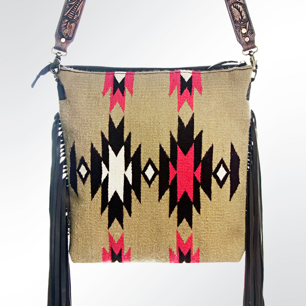 American Darling Hand-Tooled Saddle Blanket Leather Large Crossbody Bag