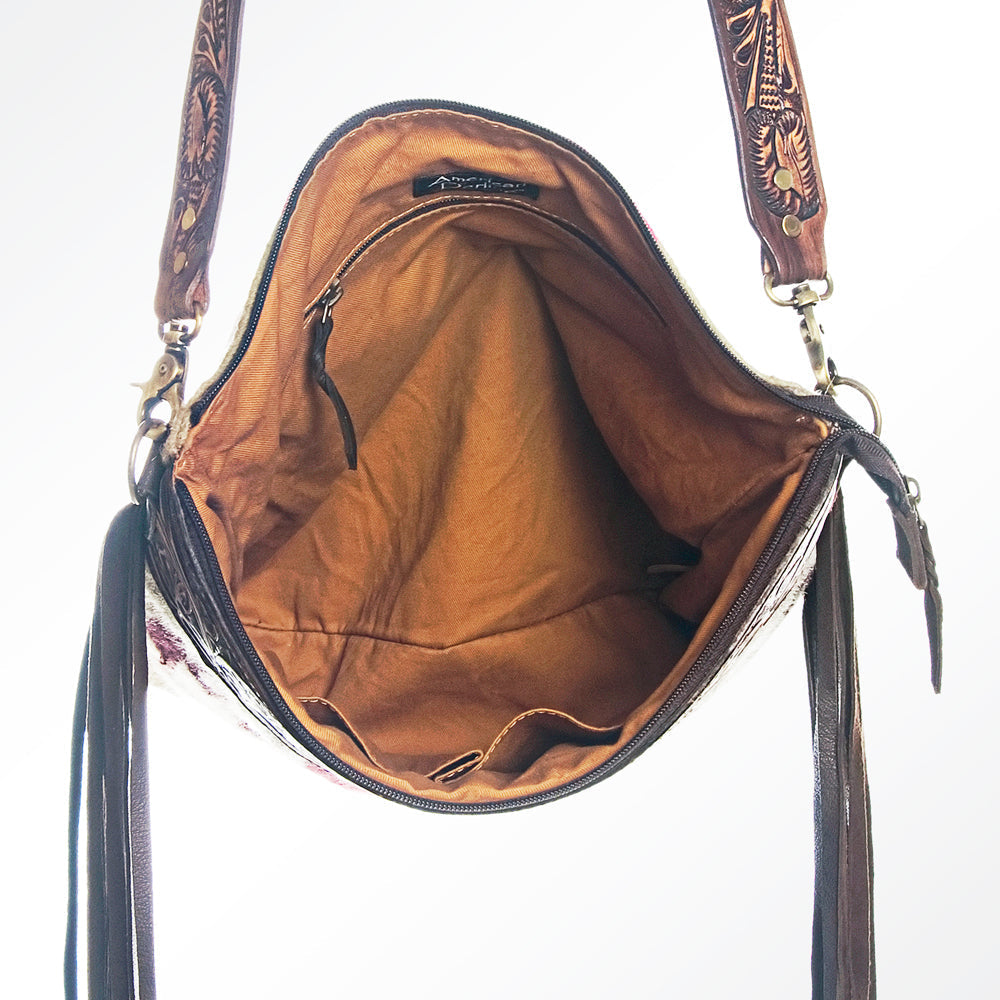 American Darling Hand-Tooled Saddle Blanket Leather Large Crossbody Bag