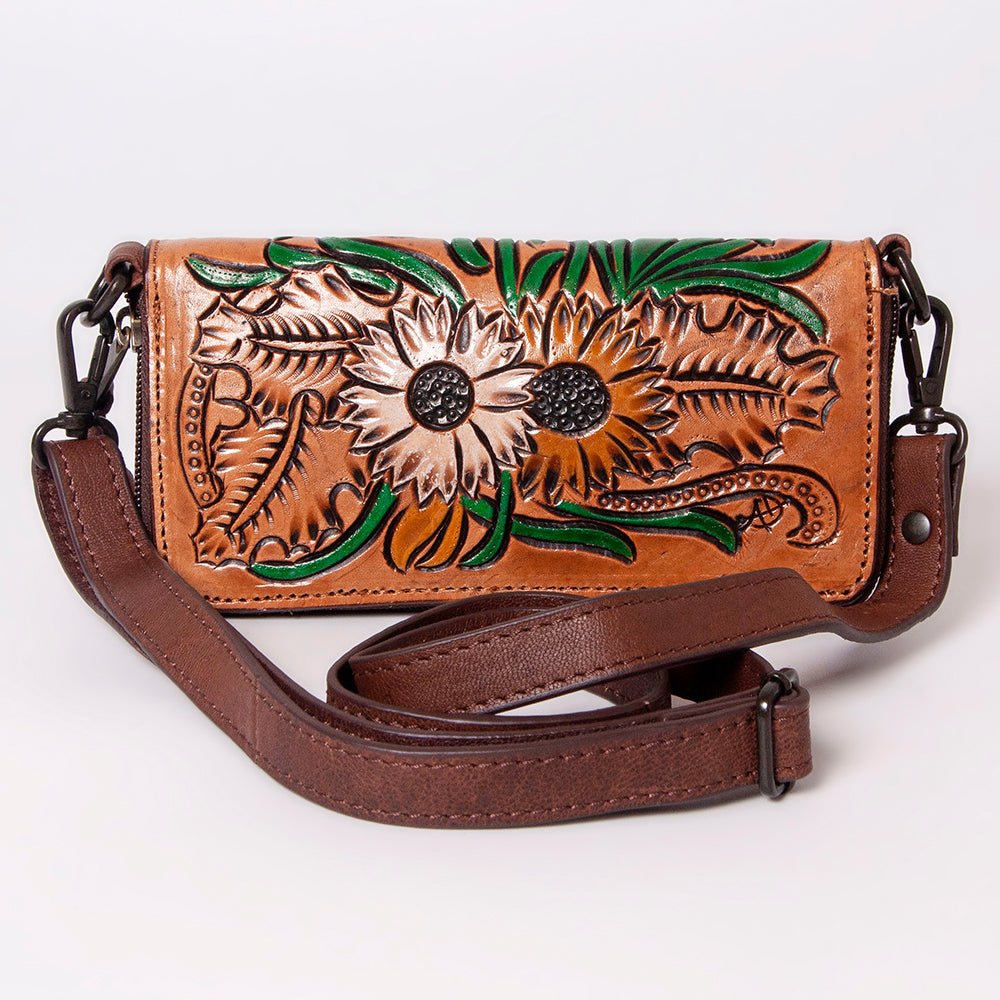 American Darling Hand-Tooled Genuine Leather Crossbody Bag