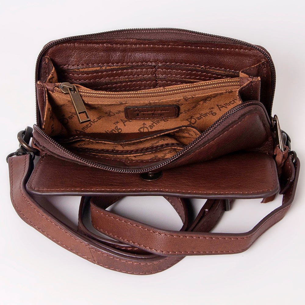 American Darling Hand-Tooled Genuine Leather Crossbody Bag
