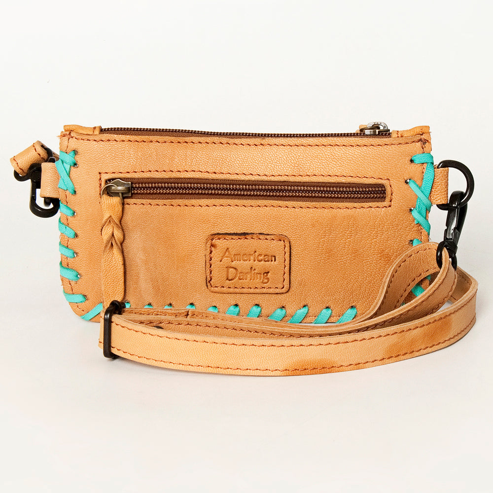 American Darling Hand-Tooled Hair-On Genuine Leather Wristlet