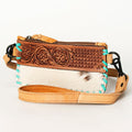 American Darling Hand-Tooled Hair-On Genuine Leather Wristlet