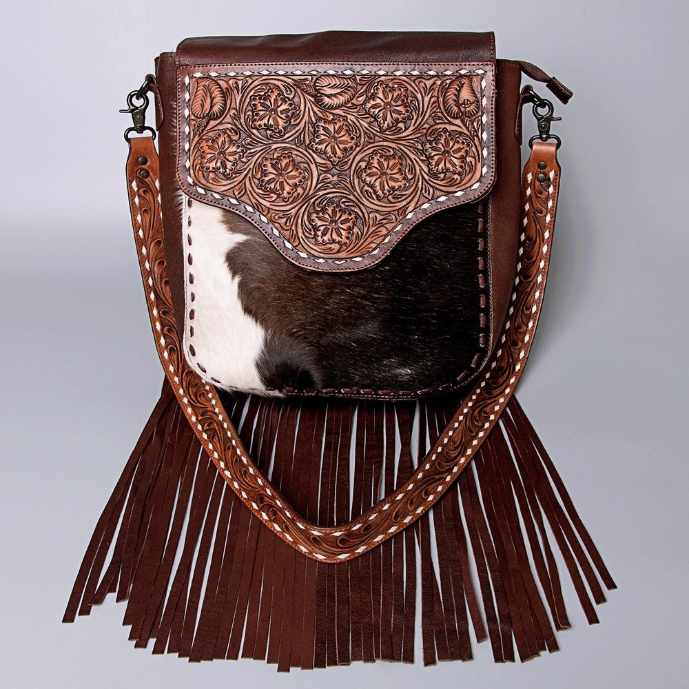 American Darling Crossbody Hand Tooled Hair-On Genuine Leather