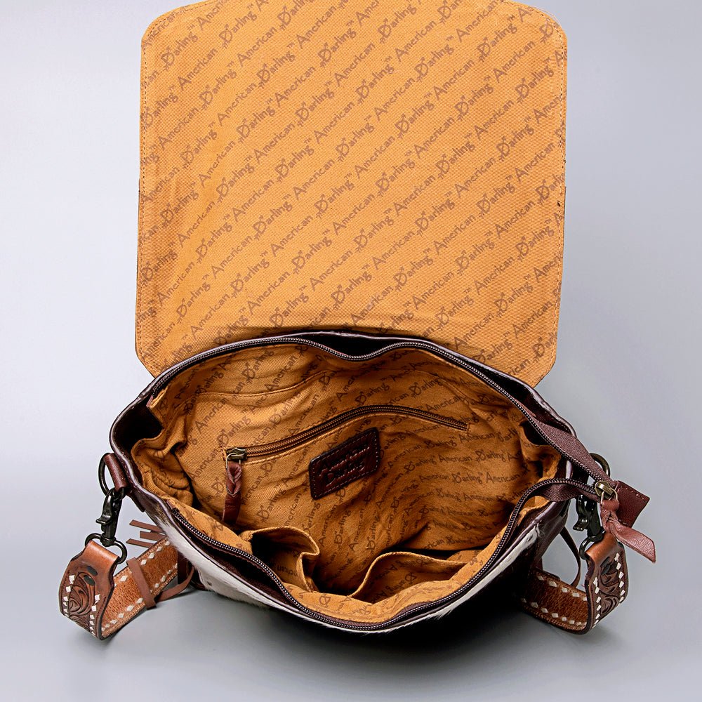 American Darling Crossbody Hand Tooled Hair-On Genuine Leather