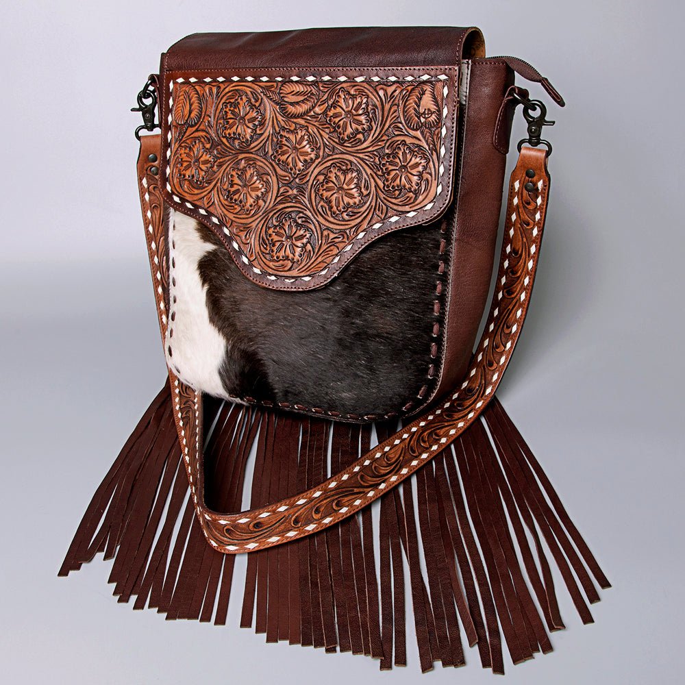 American Darling Crossbody Hand Tooled Hair-On Genuine Leather