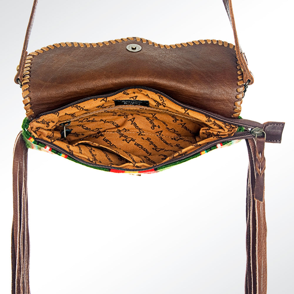 American Darling Hair-On Saddle Blanket Genuine Leather Crossbody Bag
