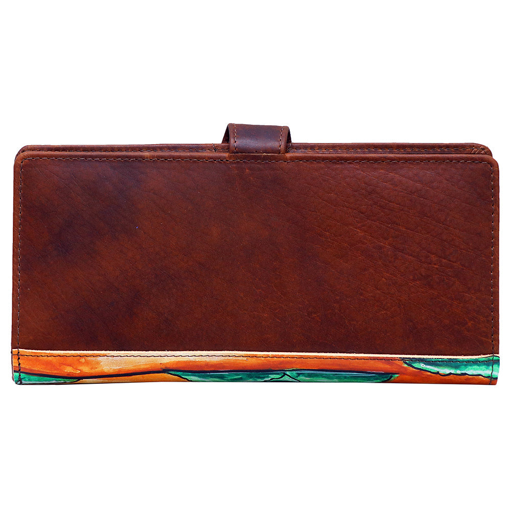 American Darling Wristlet Bag, Hand-Painted Genuine Leather, Western Vegetable Tanned Full Grain Leather Wallet Bag