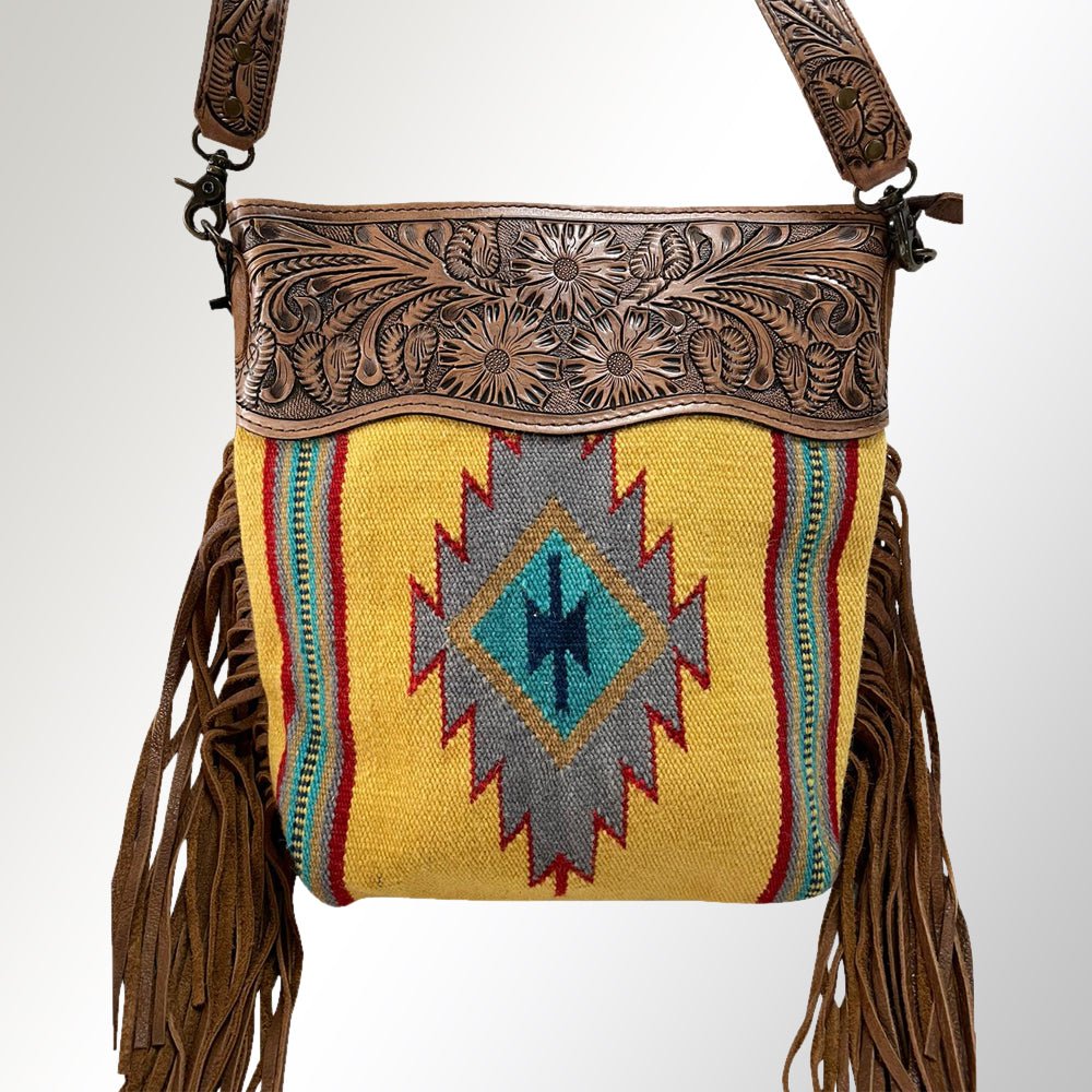 American Darling Signature Crossbody Hand Tooled Saddle Blanket Genuine Leather