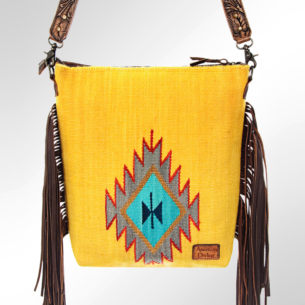 American Darling Signature Crossbody Hand Tooled Saddle Blanket Genuine Leather