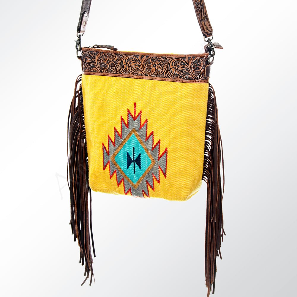 American Darling Signature Crossbody Hand Tooled Saddle Blanket Genuine Leather
