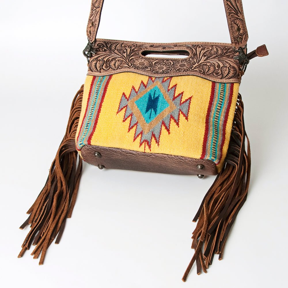 American Darling Hand-Tooled Saddle Blanket Genuine Leather Clutch
