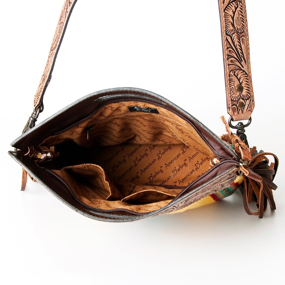 American Darling Hand-Tooled Saddle Blanket Genuine Leather Clutch