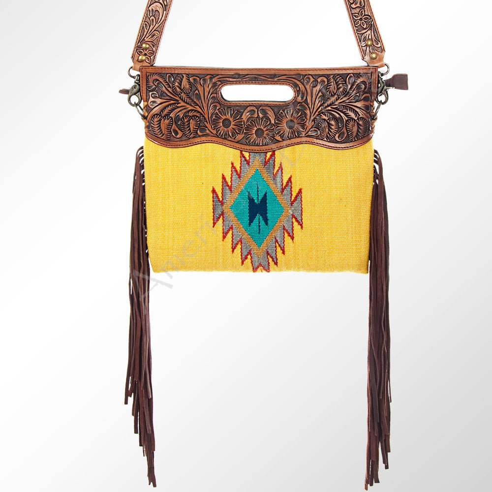 American Darling Hand-Tooled Saddle Blanket Genuine Leather Clutch