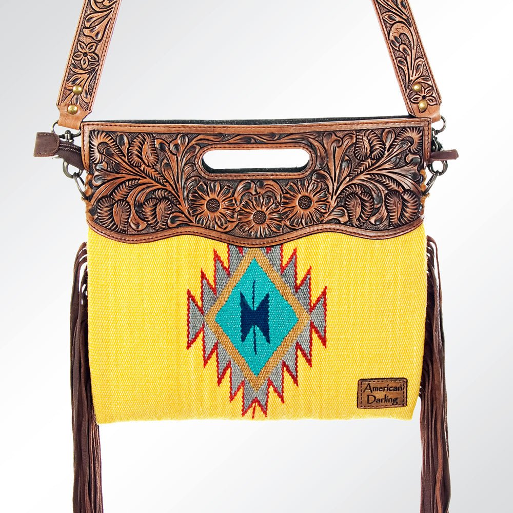 American Darling Hand-Tooled Saddle Blanket Genuine Leather Clutch