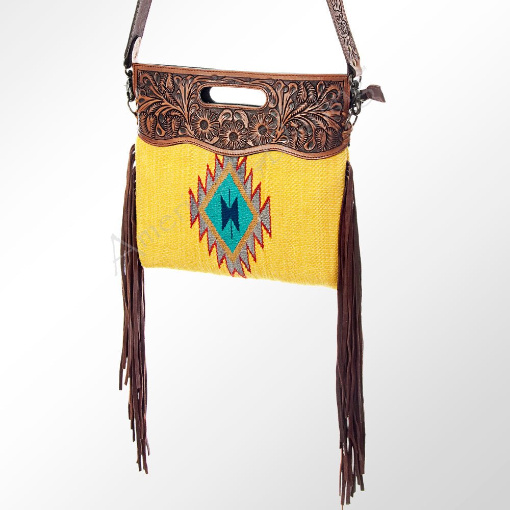American Darling Hand-Tooled Saddle Blanket Genuine Leather Clutch