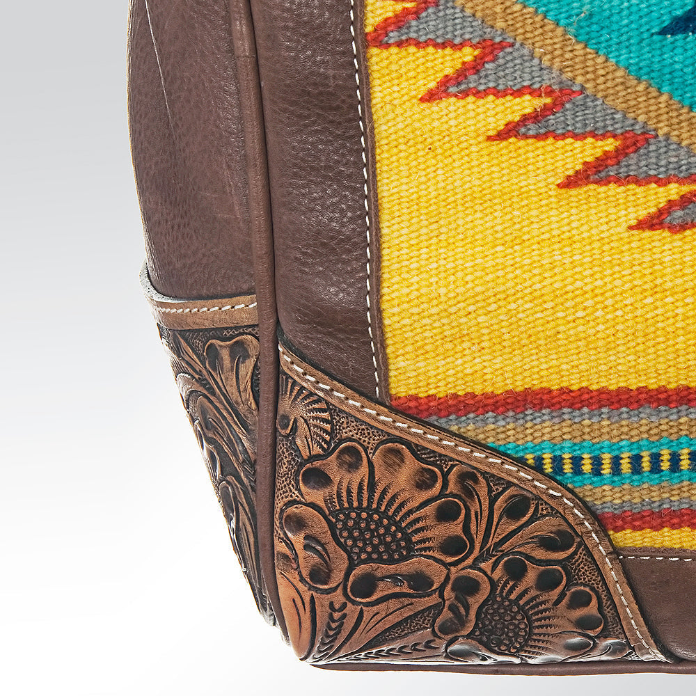 American Darling Hand-Tooled Saddle Blanket Genuine Leather Duffel Bag