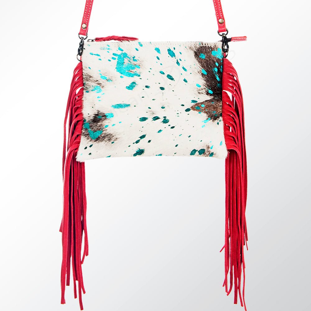 American Darling Western Small Crossbody Bag – Genuine Hair-On Cowhide Leather with Fringes, Adjustable Strap, Handcrafted in Texas
