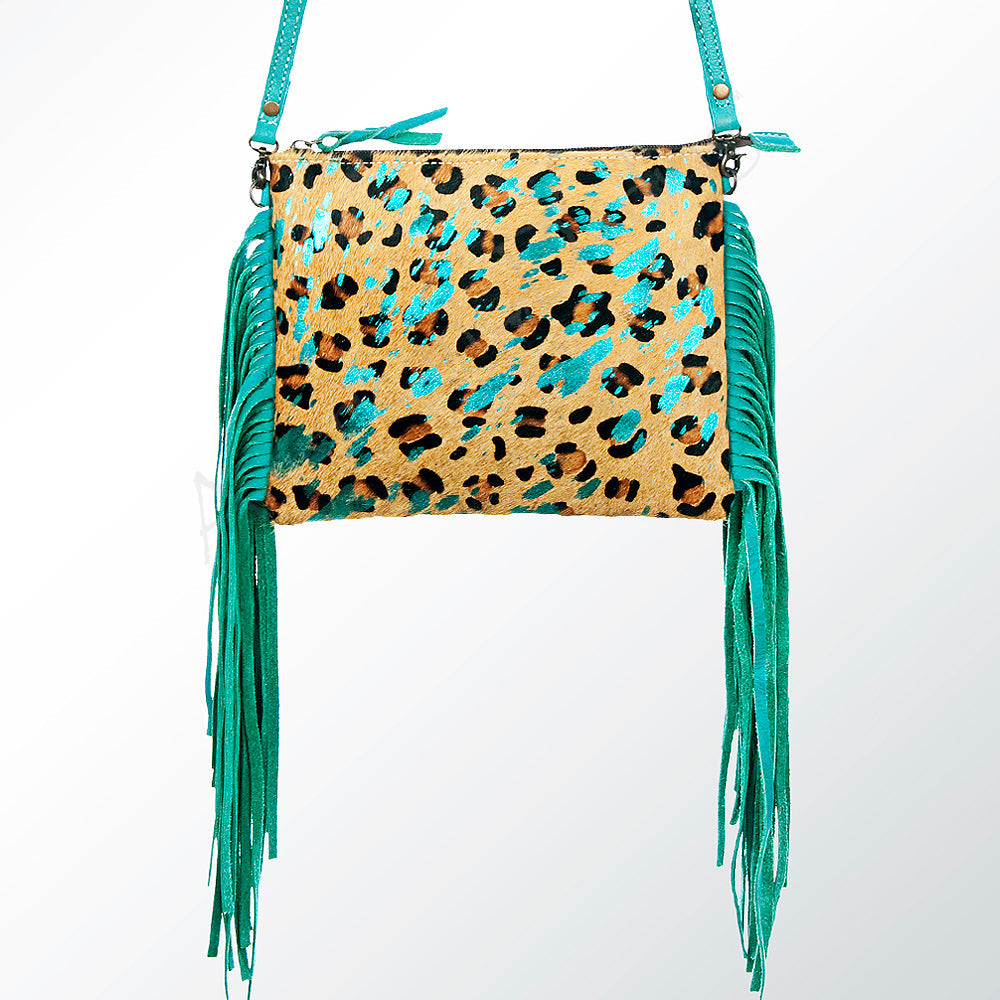 American Darling Western Small Crossbody Bag – Genuine Hair-On Cowhide Leather with Fringes, Adjustable Strap, Handcrafted in Texas