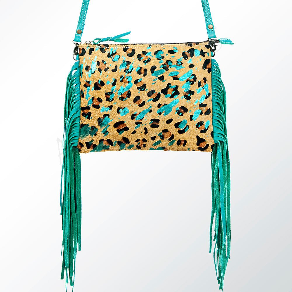 American Darling Western Small Crossbody Bag – Genuine Hair-On Cowhide Leather with Fringes, Adjustable Strap, Handcrafted in Texas