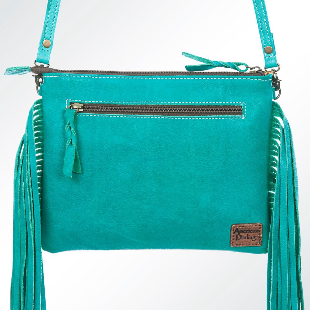American Darling Western Small Crossbody Bag – Genuine Hair-On Cowhide Leather with Fringes, Adjustable Strap, Handcrafted in Texas