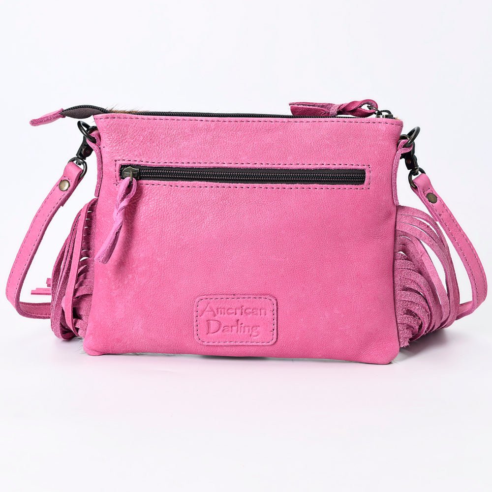 American Darling Western Small Crossbody Bag – Genuine Hair-On Cowhide Leather with Fringes, Adjustable Strap, Handcrafted in Texas