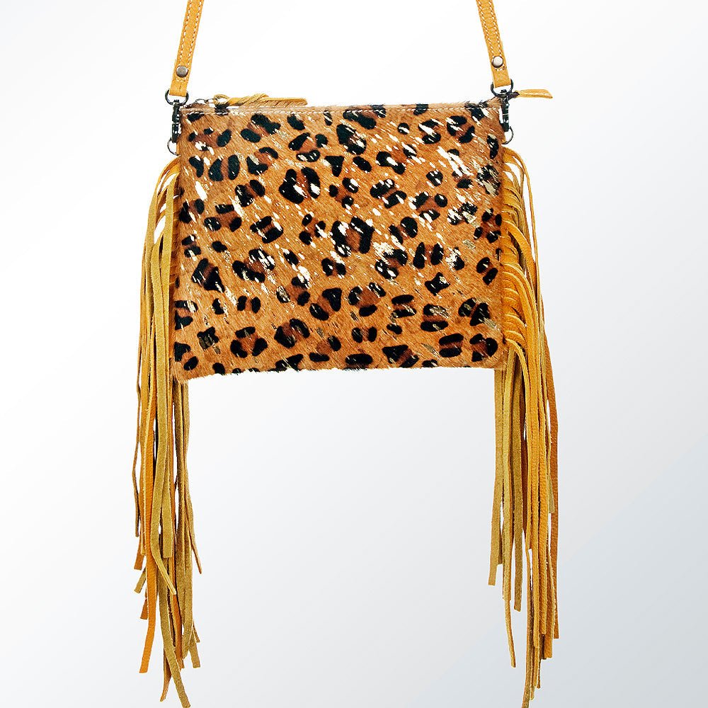 American Darling Western Small Crossbody Bag – Genuine Hair-On Cowhide Leather with Fringes, Adjustable Strap, Handcrafted in Texas
