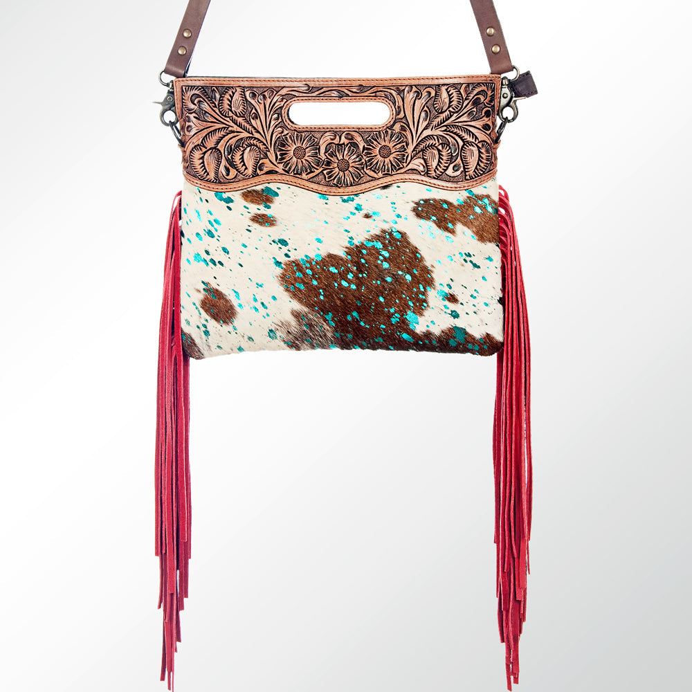 American Darling Clutch Hand Tooled Saddle Blanket Fabric Genuine Leather Western Women Bag Handbag Purse | Purses for Cute