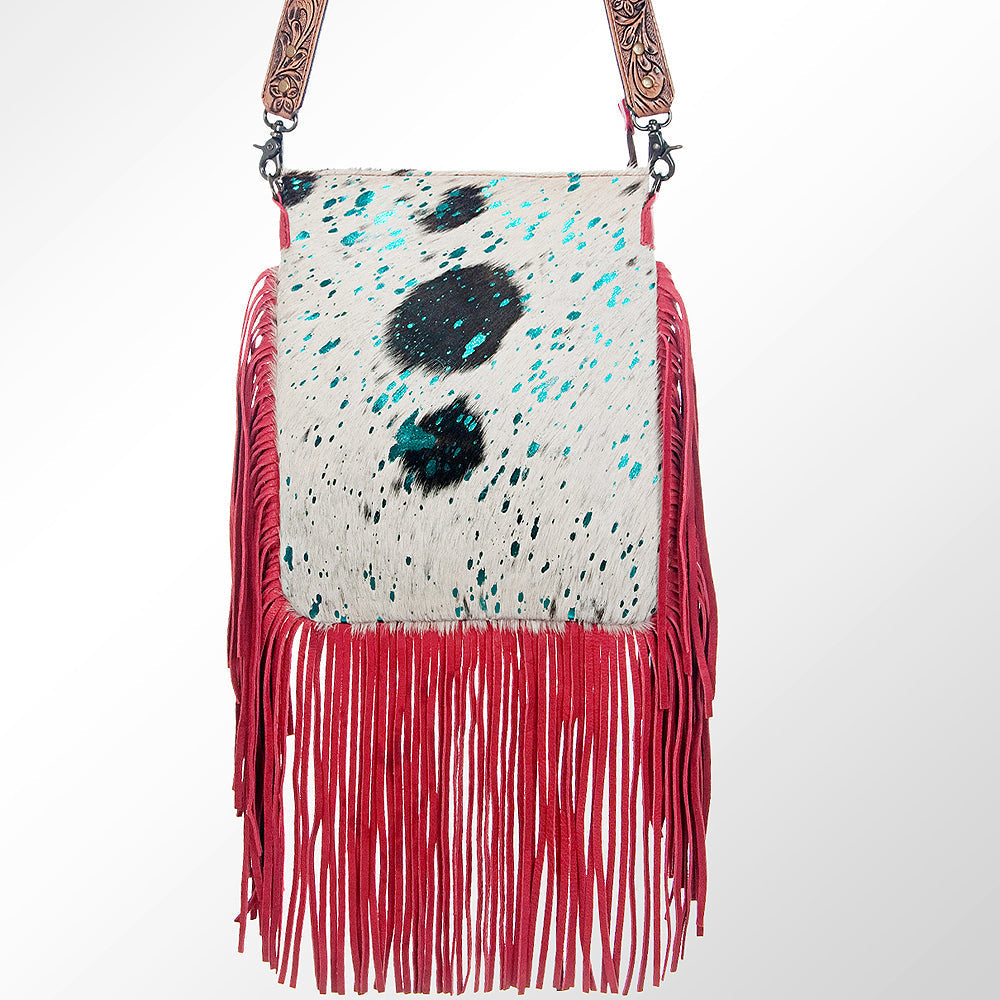 American Darling Messenger Hand Tooled Hair On Genuine Leather Western Women Bag Handbag Purse | Cute