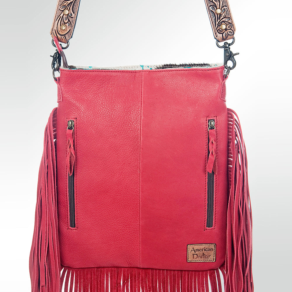 American Darling Messenger Hand Tooled Hair On Genuine Leather Western Women Bag Handbag Purse | Cute