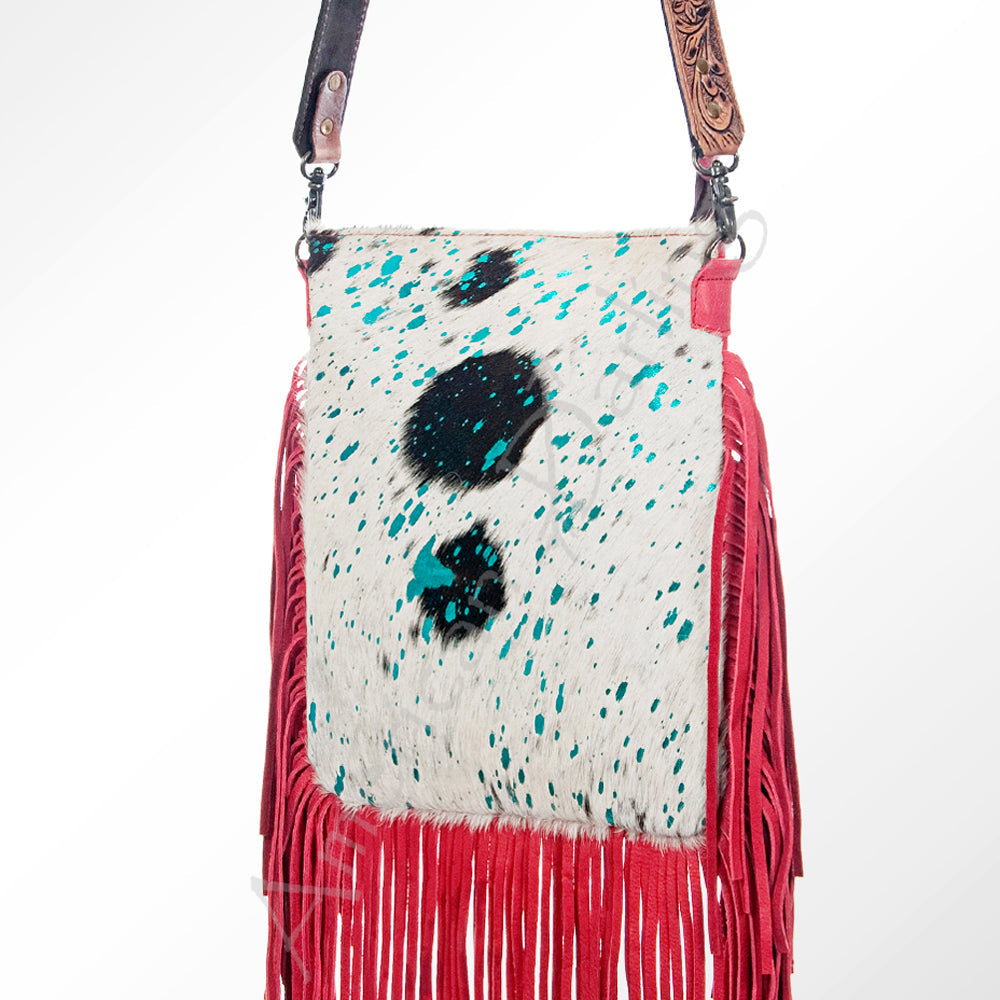 American Darling Messenger Hand Tooled Hair On Genuine Leather Western Women Bag Handbag Purse | Cute