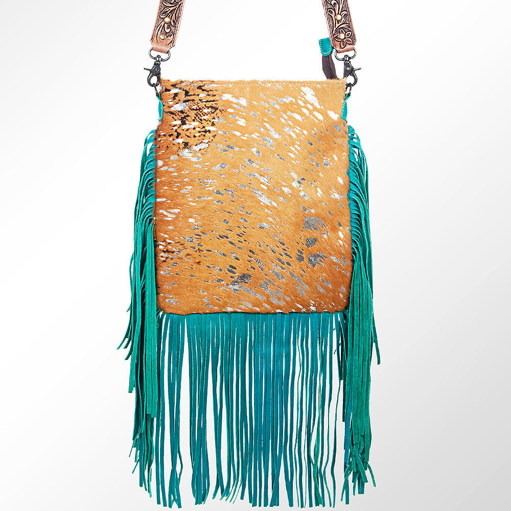 American Darling Messenger Hand Tooled Hair On Genuine Leather Western Women Bag Handbag Purse | Cute