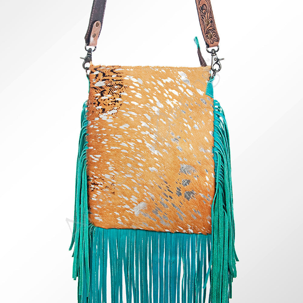American Darling Messenger Hand Tooled Hair On Genuine Leather Western Women Bag Handbag Purse | Cute