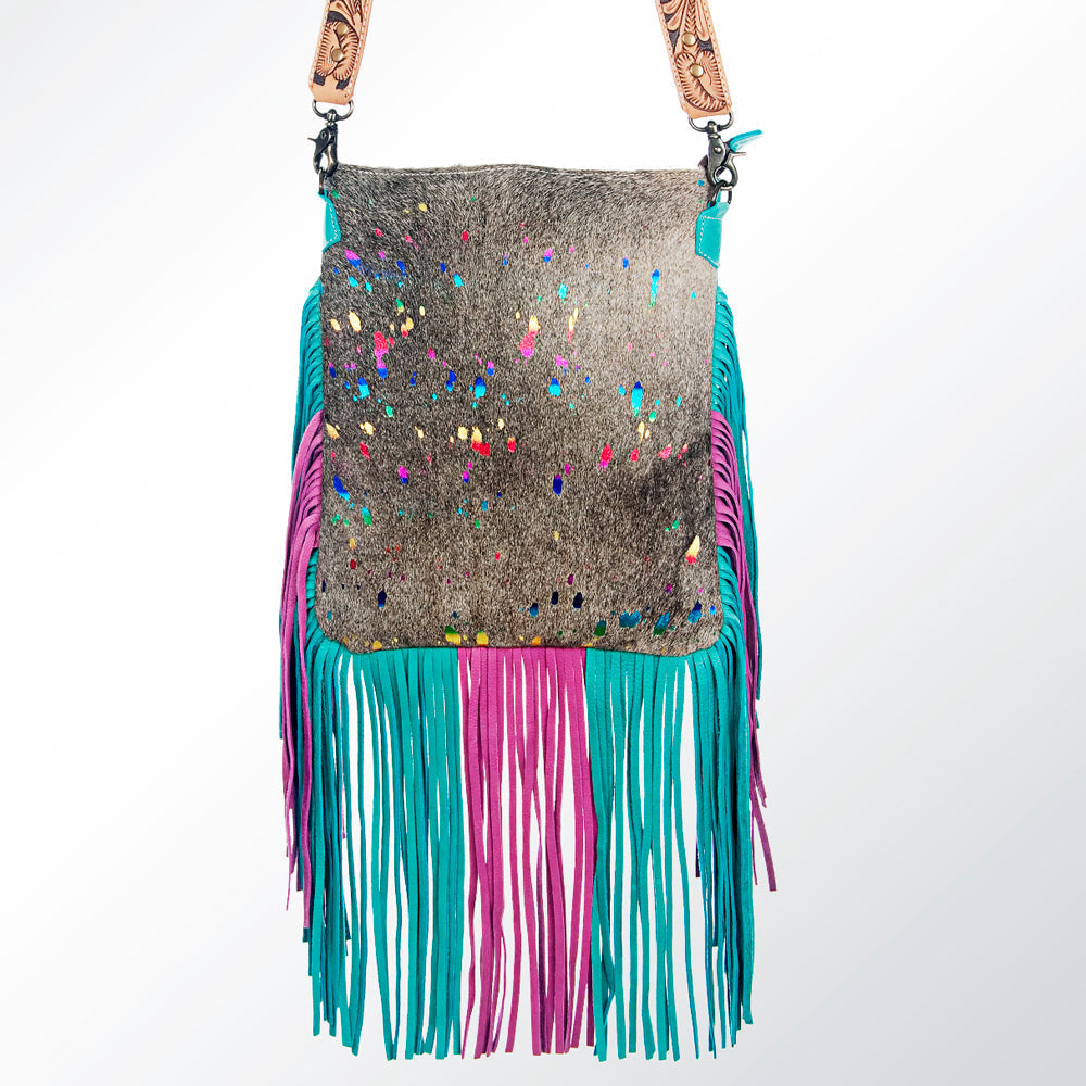American Darling Messenger Hand Tooled Hair On Genuine Leather Western Women Bag Handbag Purse | Cute