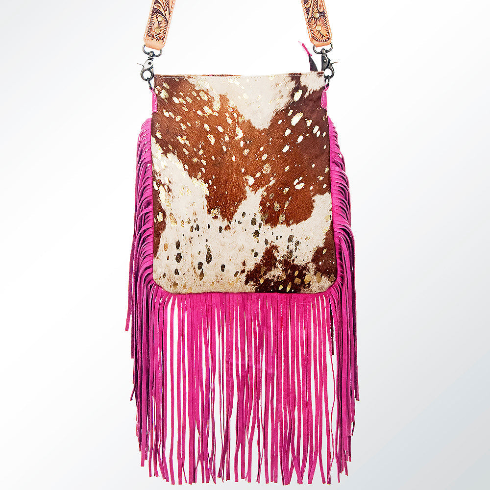 American Darling Messenger Hand Tooled Hair On Genuine Leather Western Women Bag Handbag Purse | Cute