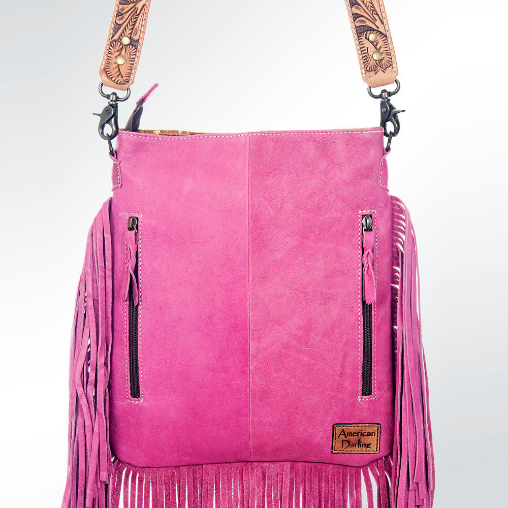American Darling Messenger Hand Tooled Hair On Genuine Leather Western Women Bag Handbag Purse | Cute