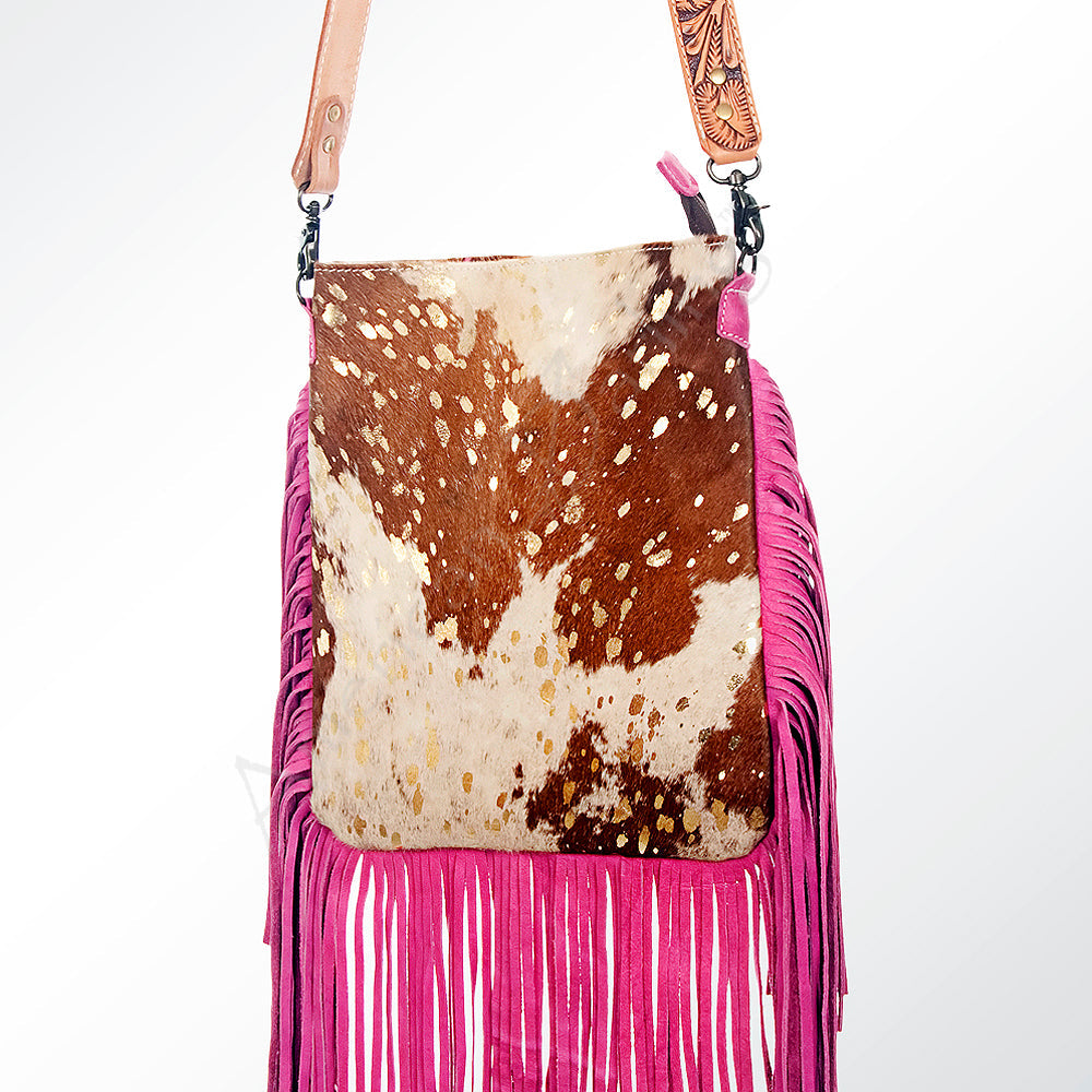 American Darling Messenger Hand Tooled Hair On Genuine Leather Western Women Bag Handbag Purse | Cute