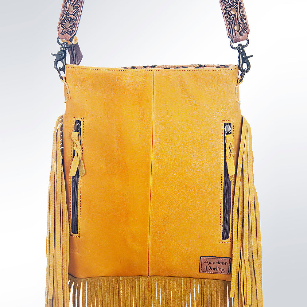 American Darling Messenger Hand Tooled Hair On Genuine Leather Western Women Bag Handbag Purse | Cute