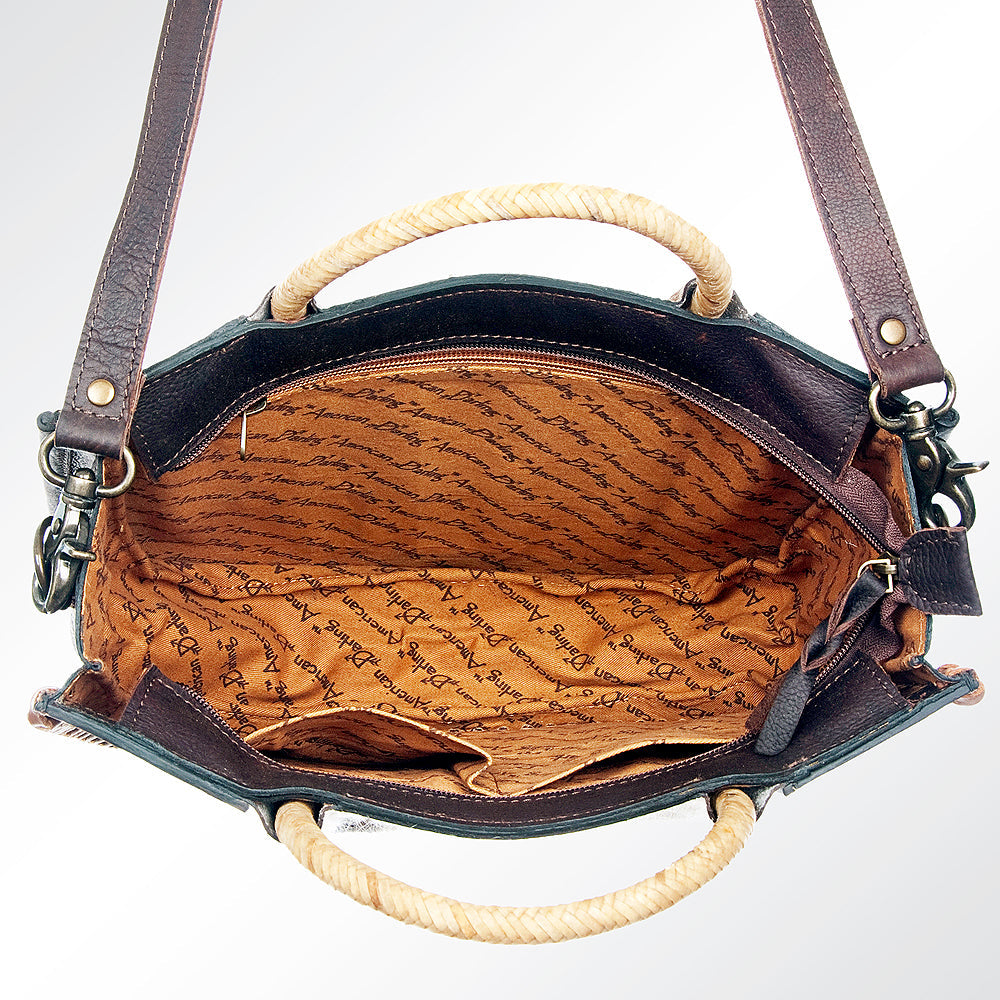 American Darling Hand-Tooled Hair-On Genuine Leather Small Crossbody Bag