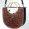 American Darling Hand-Tooled Hair-On Genuine Leather Small Crossbody Bag