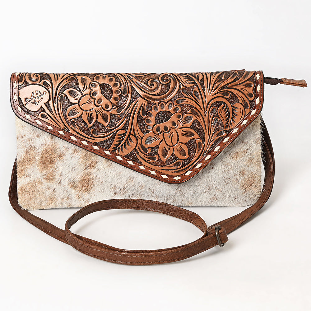 American Darling Hand-Tooled Hair-On Genuine Leather Envelope Bag