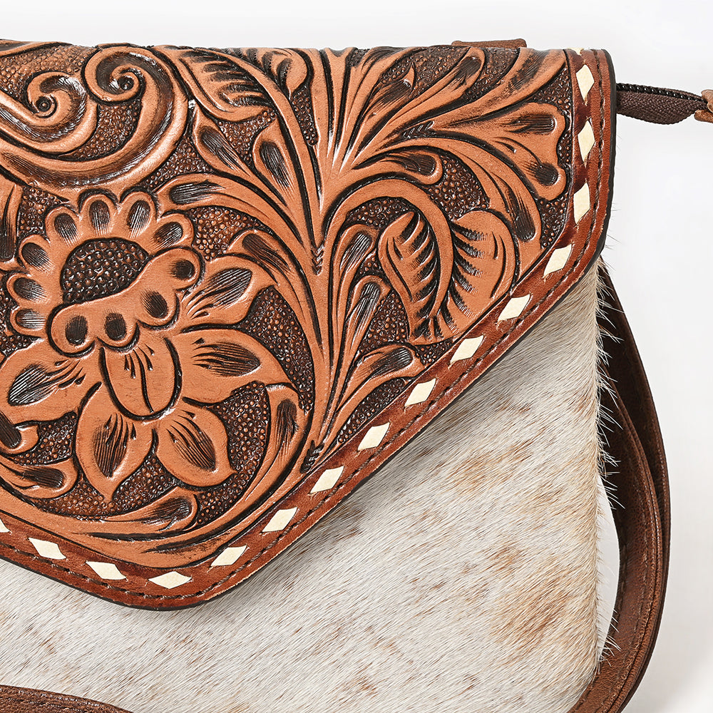 American Darling Hand-Tooled Hair-On Genuine Leather Envelope Bag