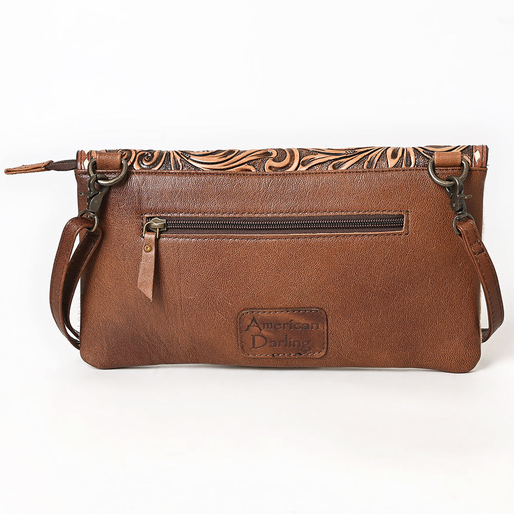 American Darling Hand-Tooled Hair-On Genuine Leather Envelope Bag
