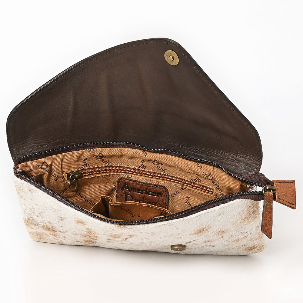 American Darling Hand-Tooled Hair-On Genuine Leather Envelope Bag
